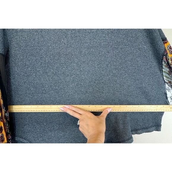 Free People We The Free Blossom Thermal Boho Patchwork  Balloon Sleeves Tunic L - Picture 10 of 11